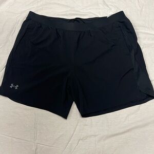 NWT Under Armour Men's black 3XL Athletic Shorts sewn in underwear side pockets